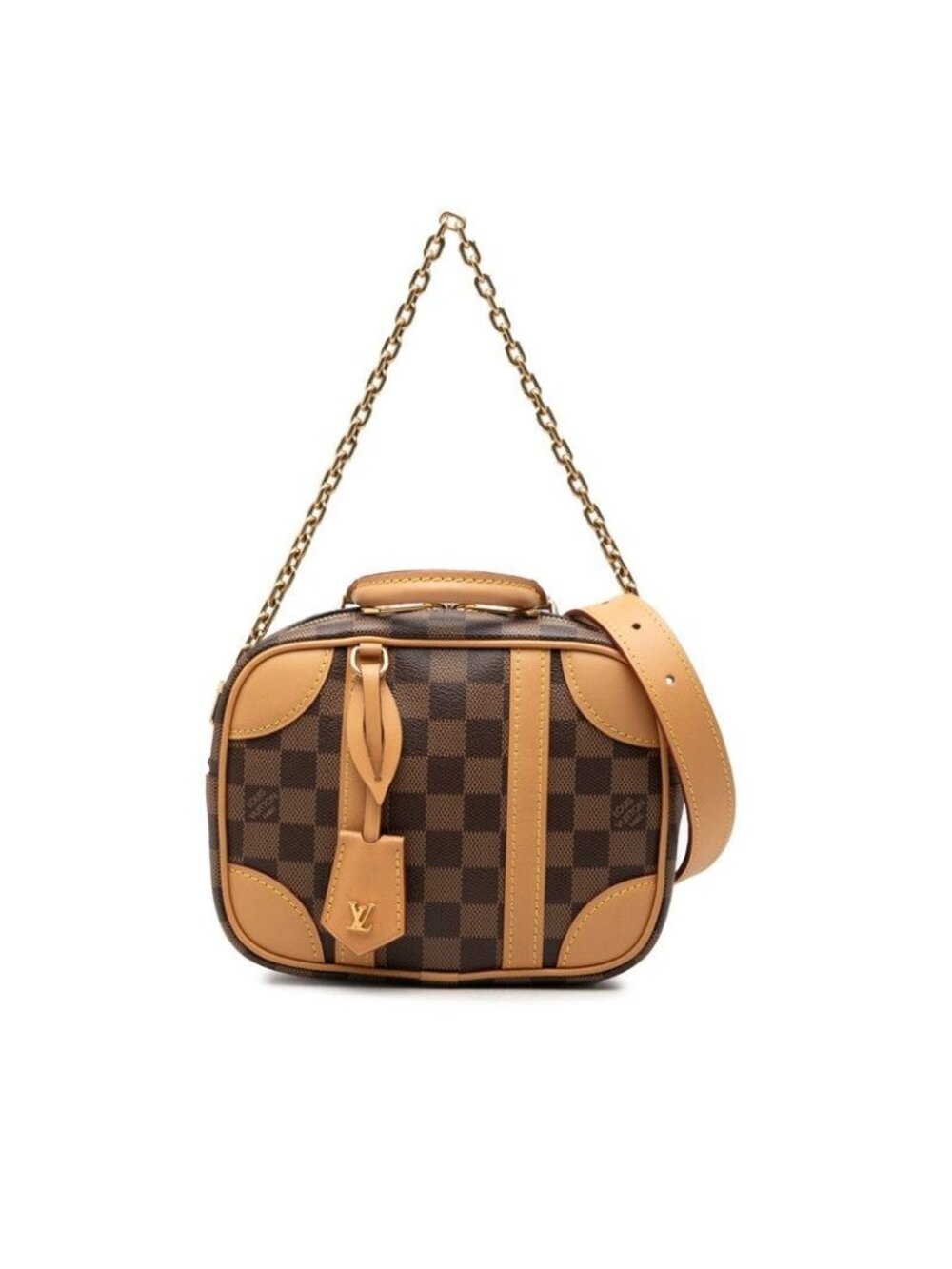 Louis Vuitton Damier Valisette Souple BB 2-Way Shoulder Bag Brown Beige Leather